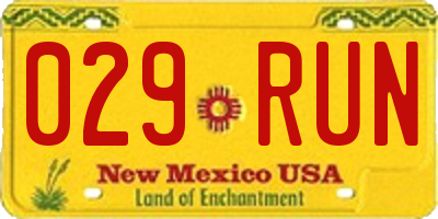 NM license plate 029RUN