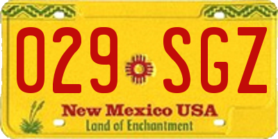 NM license plate 029SGZ