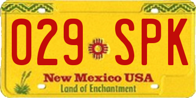NM license plate 029SPK