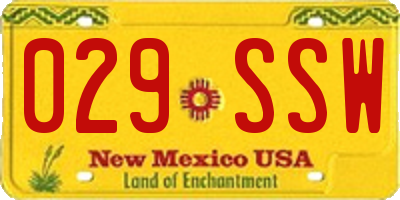NM license plate 029SSW