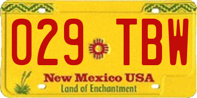 NM license plate 029TBW