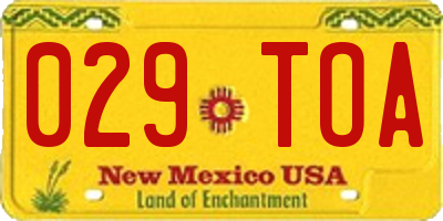 NM license plate 029TOA