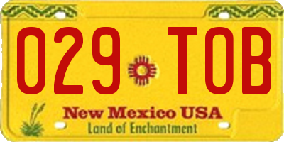 NM license plate 029TOB