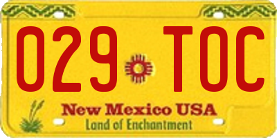 NM license plate 029TOC