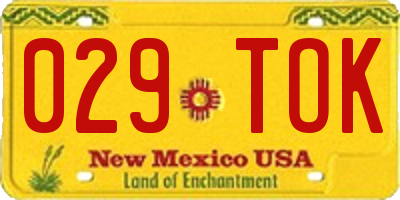NM license plate 029TOK