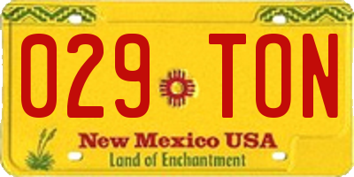 NM license plate 029TON