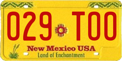 NM license plate 029TOO