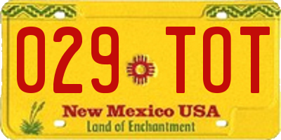 NM license plate 029TOT