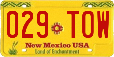NM license plate 029TOW