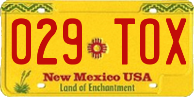 NM license plate 029TOX