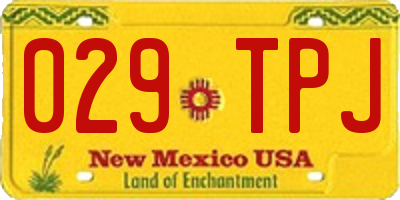 NM license plate 029TPJ