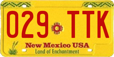 NM license plate 029TTK