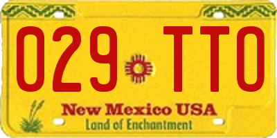 NM license plate 029TTO