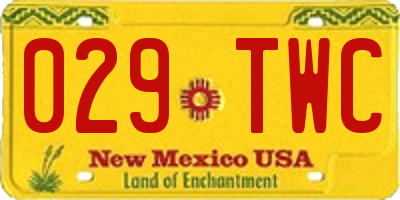 NM license plate 029TWC