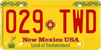 NM license plate 029TWD