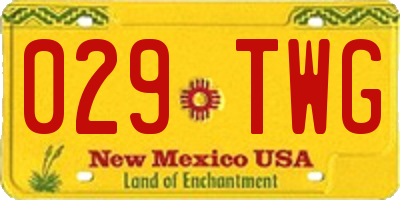 NM license plate 029TWG