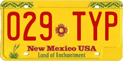 NM license plate 029TYP