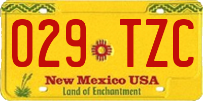 NM license plate 029TZC