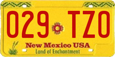 NM license plate 029TZO