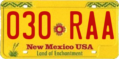 NM license plate 030RAA