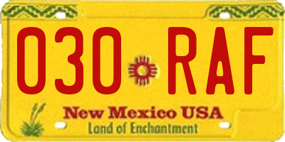 NM license plate 030RAF