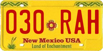 NM license plate 030RAH