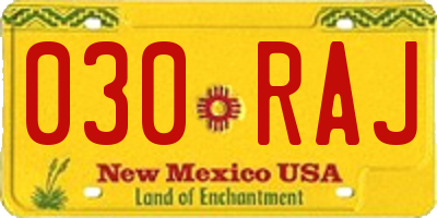 NM license plate 030RAJ