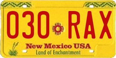 NM license plate 030RAX