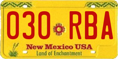 NM license plate 030RBA