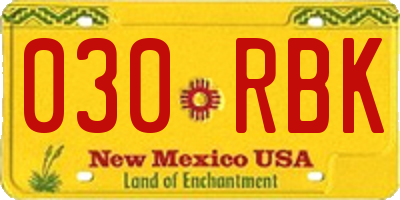 NM license plate 030RBK