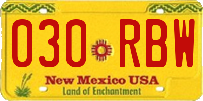 NM license plate 030RBW