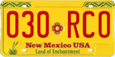 NM license plate 030RCO
