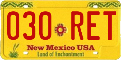 NM license plate 030RET