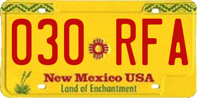 NM license plate 030RFA