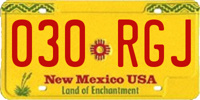NM license plate 030RGJ