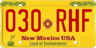 NM license plate 030RHF