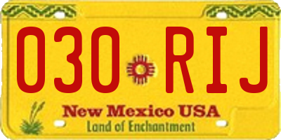 NM license plate 030RIJ