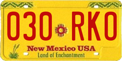 NM license plate 030RKO