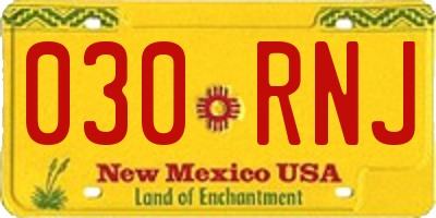 NM license plate 030RNJ