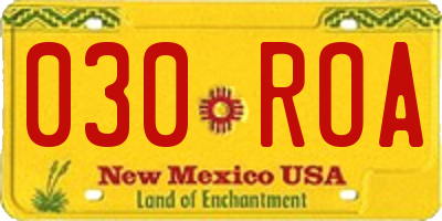 NM license plate 030ROA