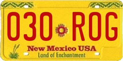 NM license plate 030ROG