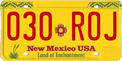 NM license plate 030ROJ