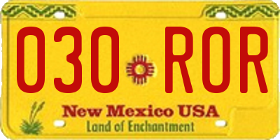 NM license plate 030ROR