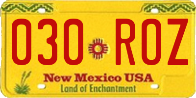 NM license plate 030ROZ