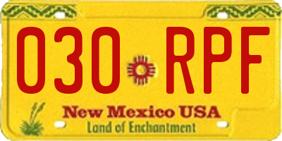 NM license plate 030RPF