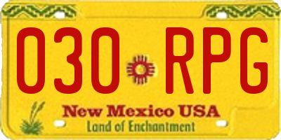 NM license plate 030RPG