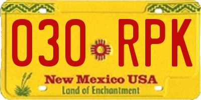 NM license plate 030RPK