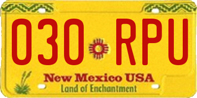 NM license plate 030RPU
