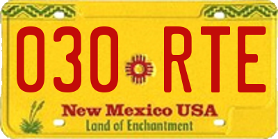 NM license plate 030RTE