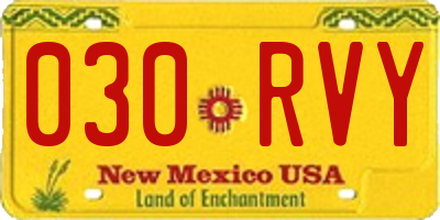 NM license plate 030RVY